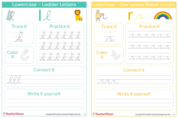 TeacherVision Cursive Handwriting Kit Sample