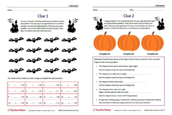 TeacherVision Grade 3 Holiday Math and Literacy Kit Sample