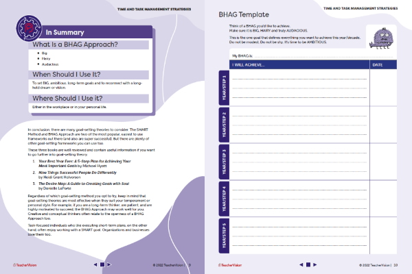 TeacherVision Time Management Workbook Sample