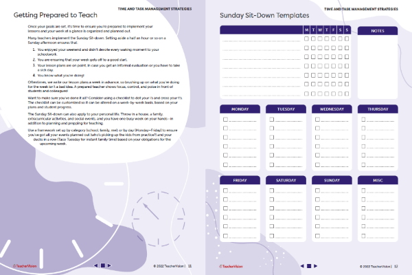 TeacherVision Time Management Workbook Sample