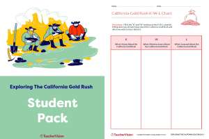 Student Pack - Exploring The California Gold Rush Project-Based Learning Lesson