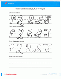 Fade-Out Uppercase Cursive P-T Activity