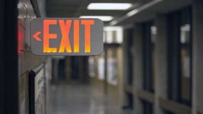 Exit sign in hallway