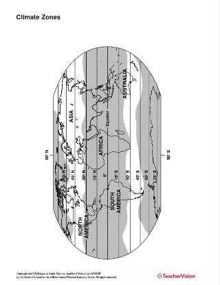 Earth's Climate Zones Map for Earth Science Activities