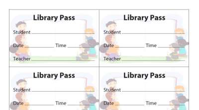 Library Pass (8 Per Sheet) Cover Image