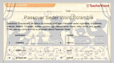 Passover Seder Word Scramble