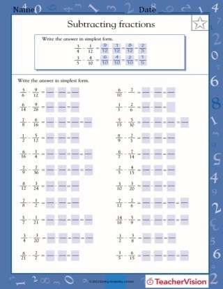 Renaming and Subtracting Fractions