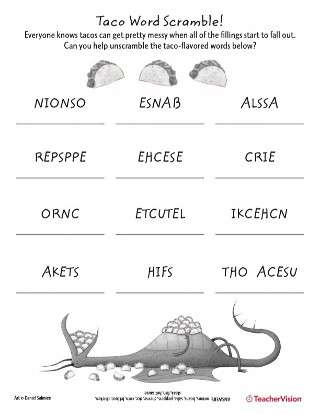 Dargons Love Tacos Word Scramble