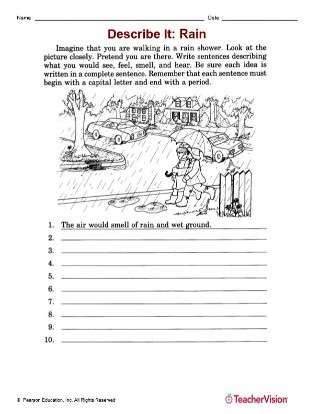 Writing Activity Using Descriptive Language Grades 2-3
