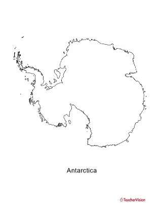 Blank Black and White Map of Antarctica