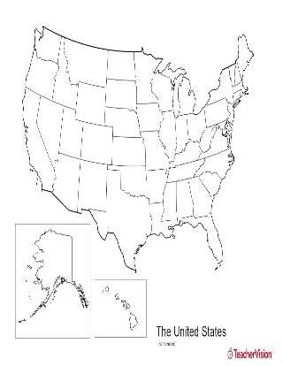Blank Black and White Map of the U.S. with State Outlines