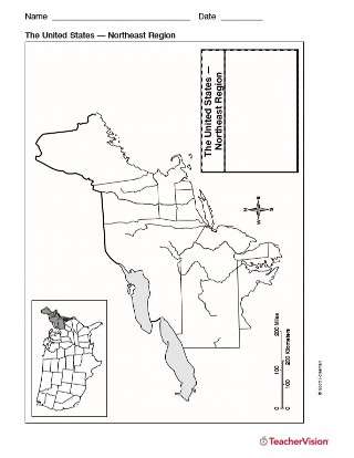Printable Blank Map of the Northeast Region of the United States