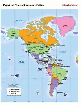 Political Map Of The Western Hemisphere Teachervision