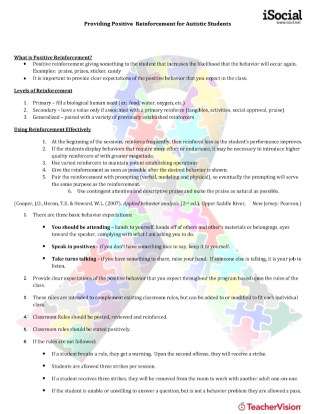 Providing Positive Reinforcement for Autistic Students