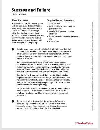 Essay Writing Lesson: Defining Success and Failure