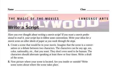 Lights, camera, action! Write a Script Activity
