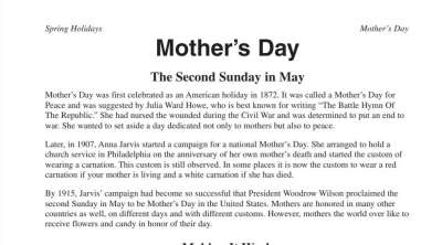 Mother's Day Activities