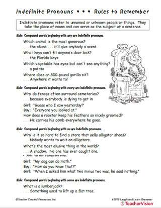 Personal Pronouns Printable (4th - 6th Grade) - TeacherVision