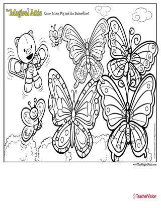 Magical Attic Misty Pig Butterflies Coloring Page