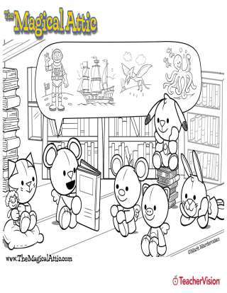 Magical Attic Storytime Friends Coloring Page