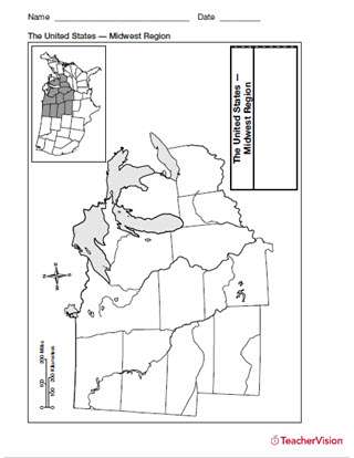 Map of the U.S. Midwest States
