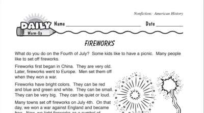 History of Fireworks Reading Warm-Up