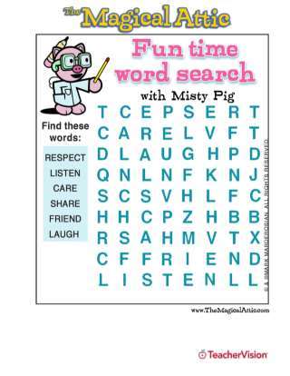 Magical Attic Misty Pig Friendship Word Search