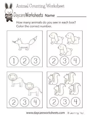 Animal Counting Worksheet