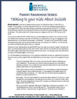 Parent Handout: Talking to Your Kids About Suicide
