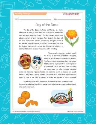 Day of the Dead Reading Packet and Vocab Activity