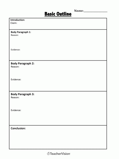 Argumentative Writing - Basic, Intermediate & Advanced Outlines
