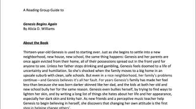 Genesis Begins Again Reading Guide