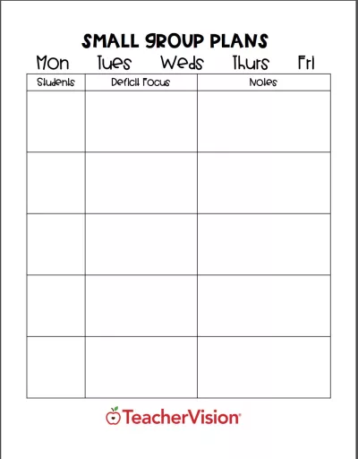A graphic organizer for monitoring students during small group work