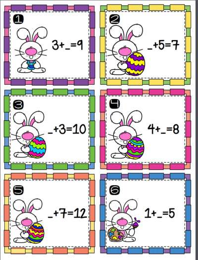Easter Addition Scoot with 18 addition problems 