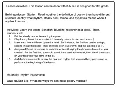 "Bonefish, Bluebird" Music & Poetry Lesson Plan