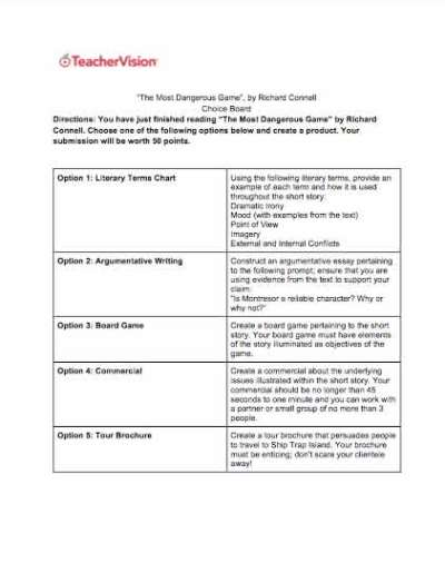 Three choice boards to support middle school students to demonstrate reading comprehension 