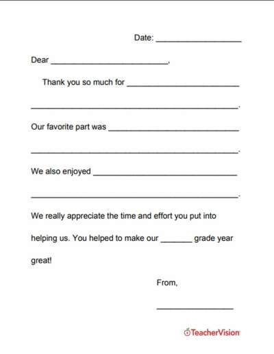 a template for writing thank you letters