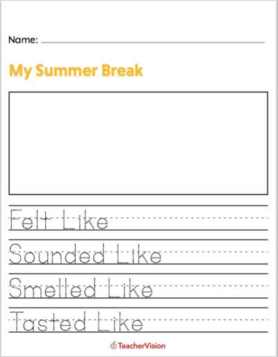 My Summer Break Icebreaker Writing Activity