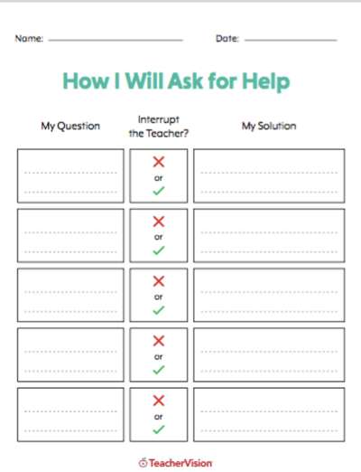 a resource that supports students to understand and learn how to ask for help in your classroom