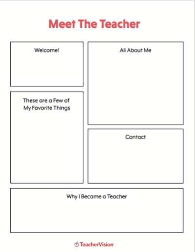 A printable for teachers to introduce themselves to students at the beginning of the school year