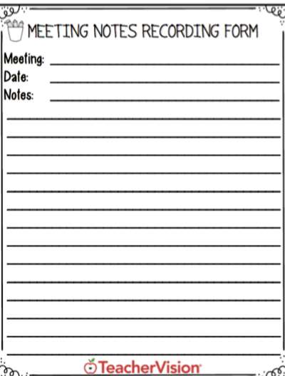 A note-taking template for meetings
