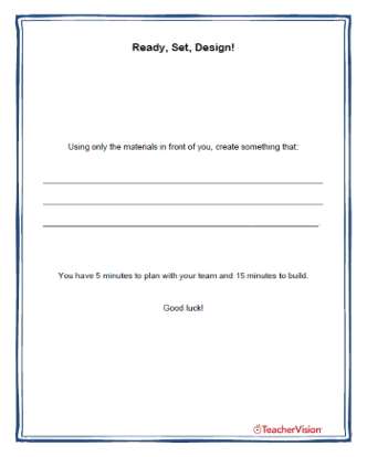 Ready, Set, Design Creativity Challenge Activity