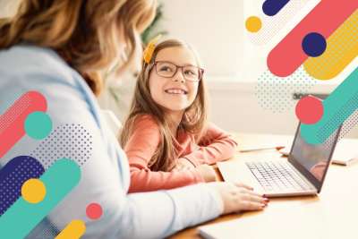 Girl using learning apps in remote learning