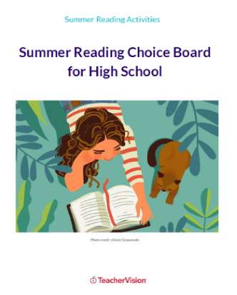 Summer Reading Choice Board for High School