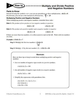 Multiply and Divide Positive and Negative Numbers Worksheet Grade 5-8 Math