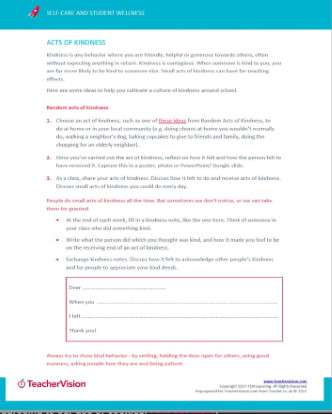 Acts of Kindness Social Emotional Learning Activity
