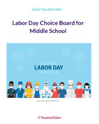 Labor Day Choice Board for Middle School