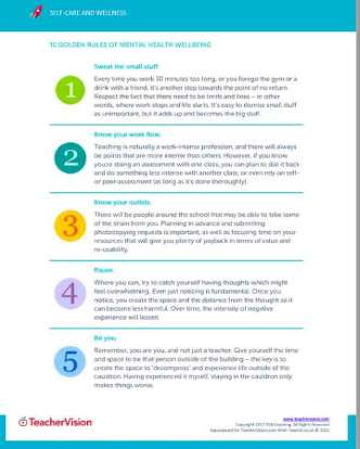 10 Golden Rules for Managing Your Mental Health and Avoiding Teacher Burnout