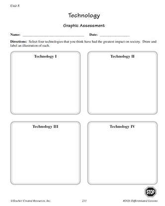 Technology in Society Student Response Worksheet for 6th Grade Science