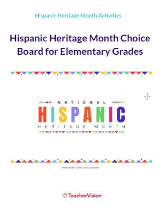 Hispanic Heritage Month Choice Board for Elementary Grades